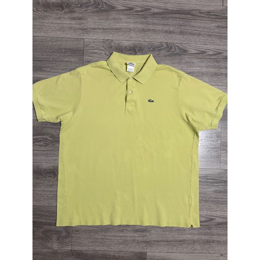 Vintage Lacoste Mens Polo Shirt Size 8 2XL Lime Green Pique Cotton Short Sleeve